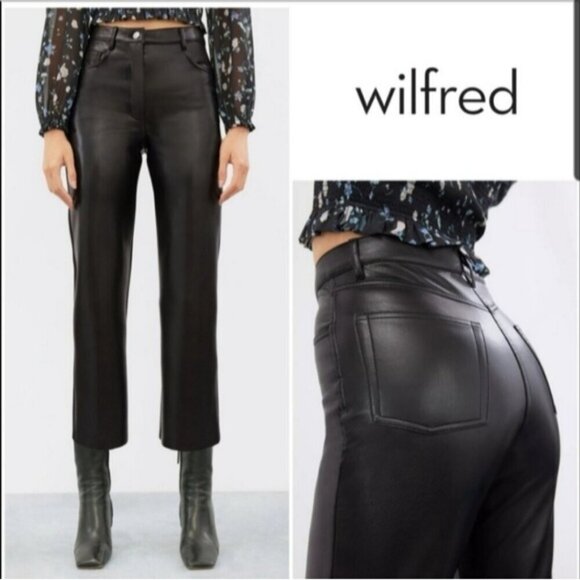 Aritzia Wilfred The Melina Pant Black Vegan Leather Straight Leg Pants High Rise - Picture 2 of 11
